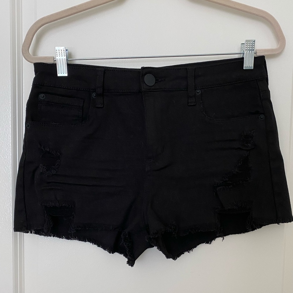 STS Blue Black Denim frayed shorts